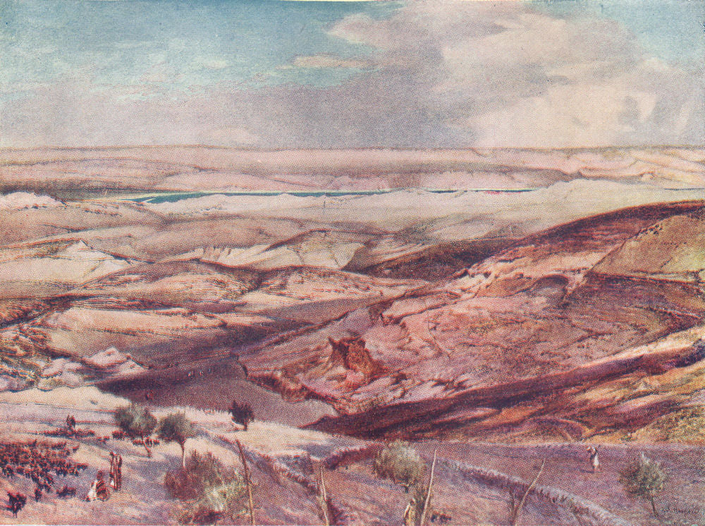 ISRAEL. Judean desert & Dead sea highest point of Mount Olives 1902 old print
